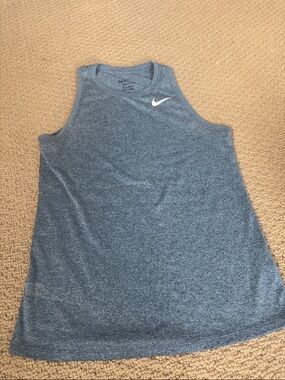 Nike Heather Blue Sleeveless Training Tank with White Swoosh